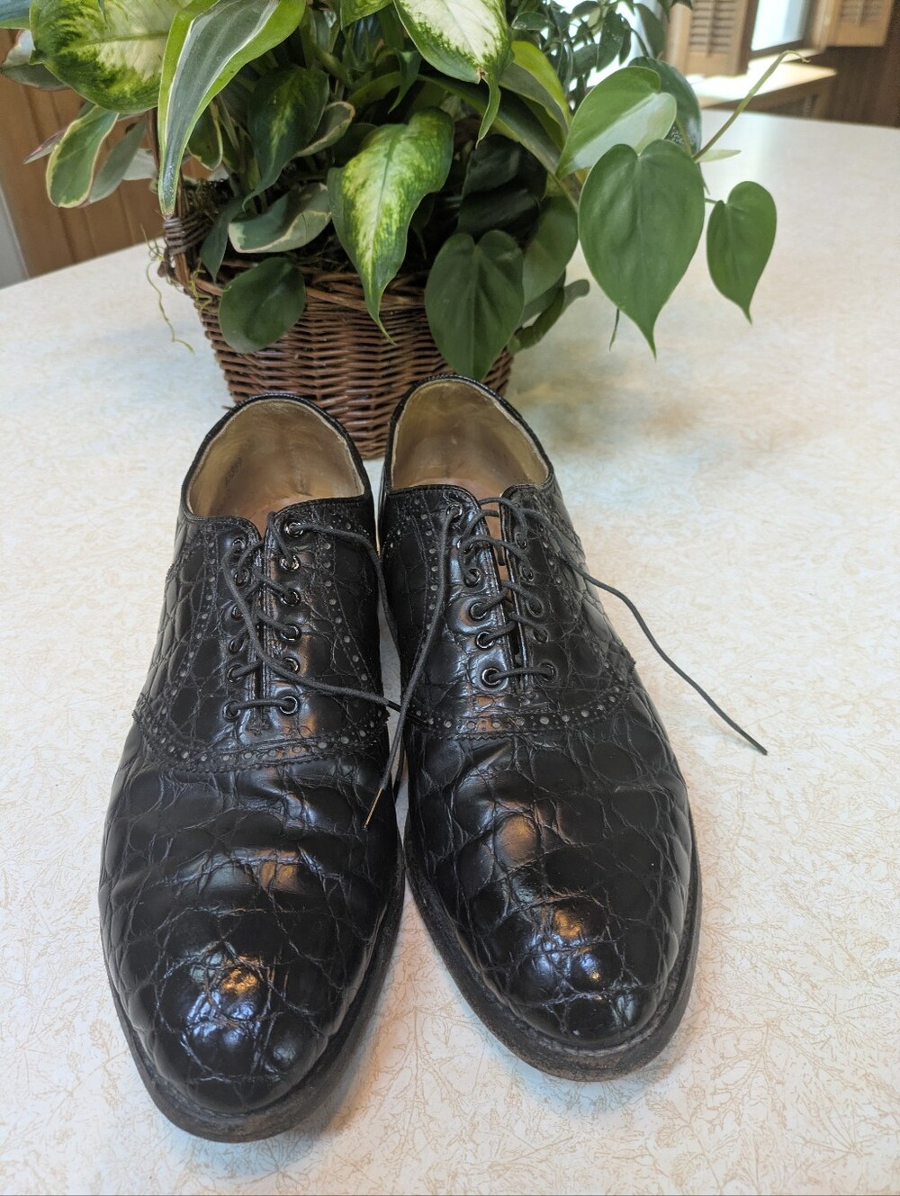 Mens Genuine Alligator Wingtip Dress Shoes Premium Goodyear Welted Oxfords S:11D